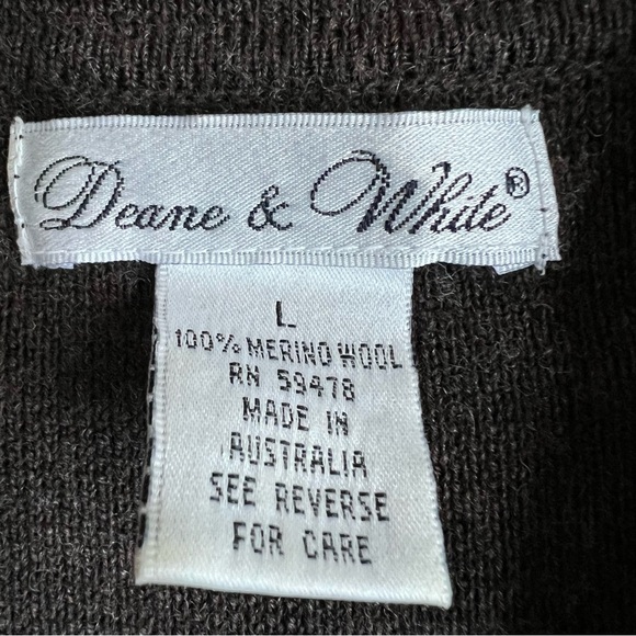 100% Merino Wool Belted Deane & White Casual Buttoned Down Tie Sweater Cardigan - Picture 6 of 10